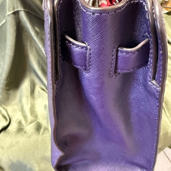 Michael Kors Saffiano Leather Satchel – Deep Purple – Silver Hardware - Picture 4 of 16